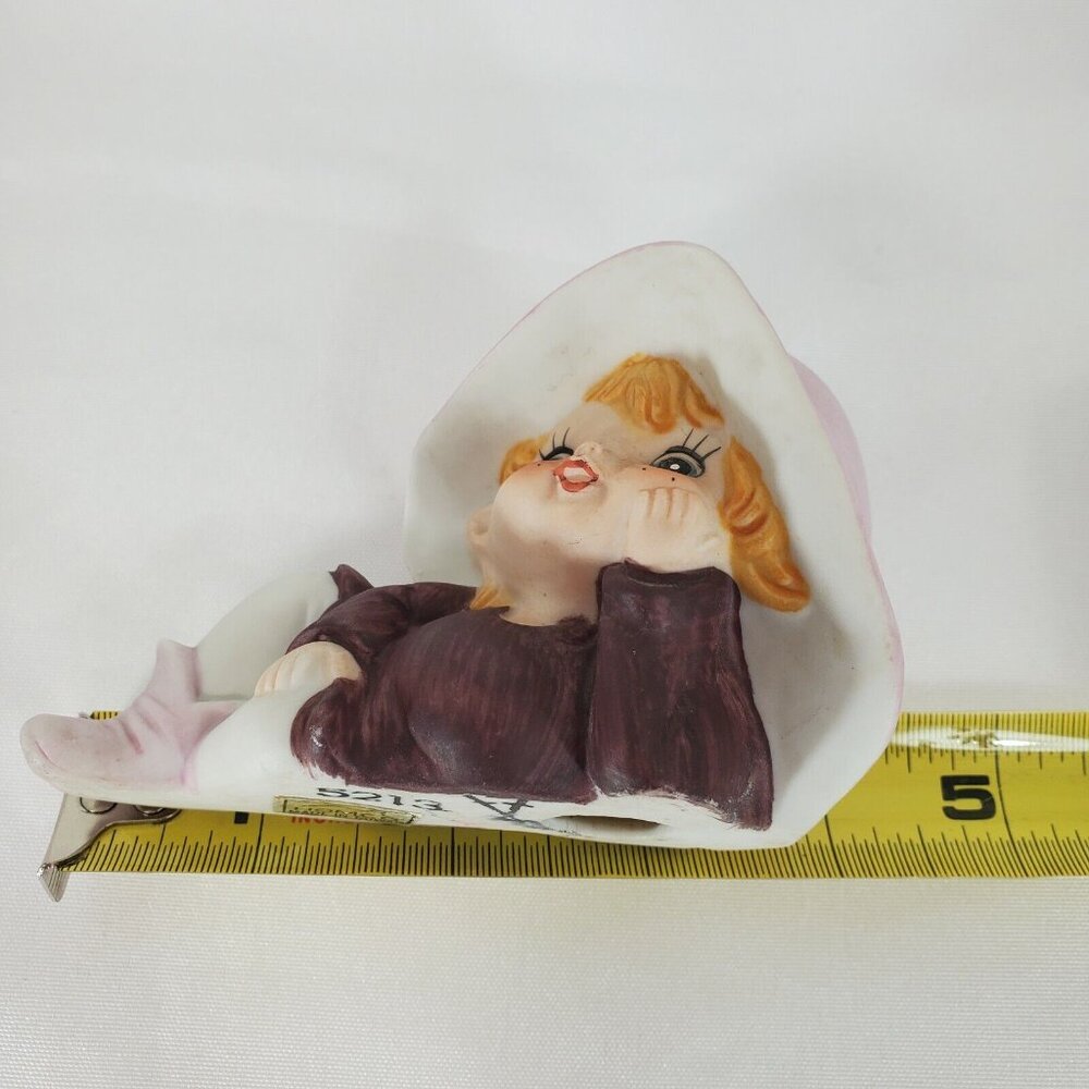 Homco Elf Pixie Shelf Sitter purple #5213 vintage 1990s big eyes - Picture 10 of 10